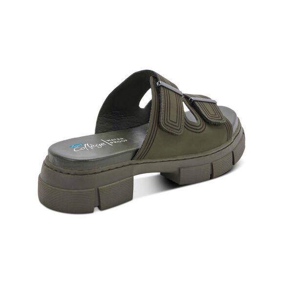 AQUA COLLEGE Womens Green Hippie Round Toe Block Heel Slip On Slide Sandals 11 M - Picture 2 of 4